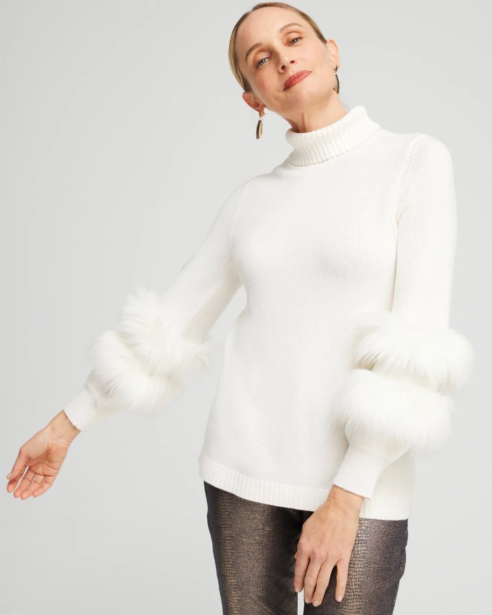 Fur Trim Zip-Front Sweater | Rickis
